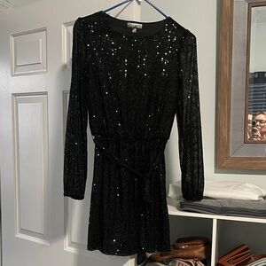 Glamorous Black Sequin Long Sleeve Dress